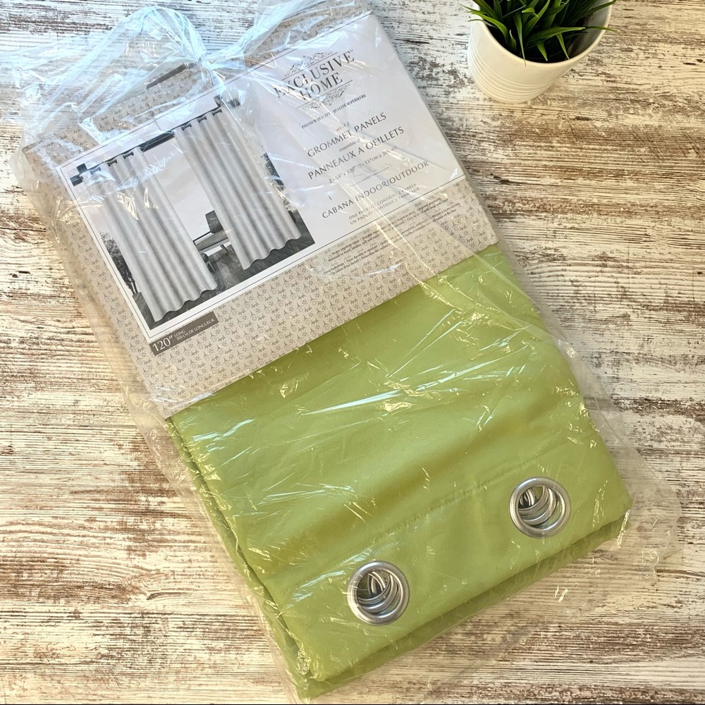 Denton Indoor Outdoor Curtain Panels Pair of 2 Kiwi Green 54 in x 120 in NEW NIP